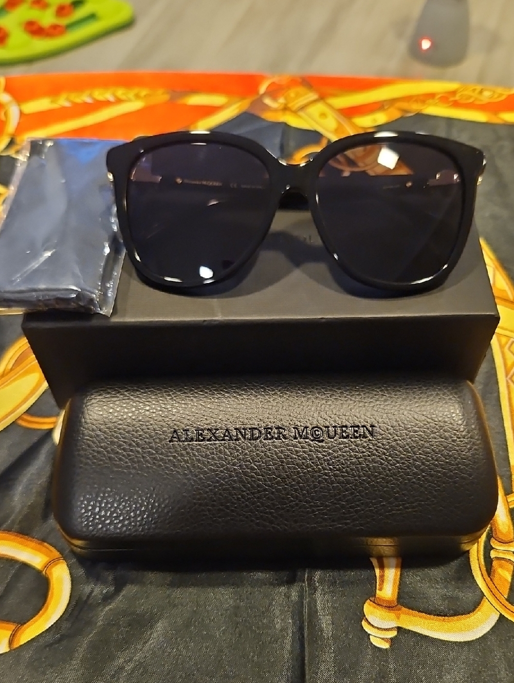 Alexander McQueen Black Women's Sunglasses with Dark Lenses
